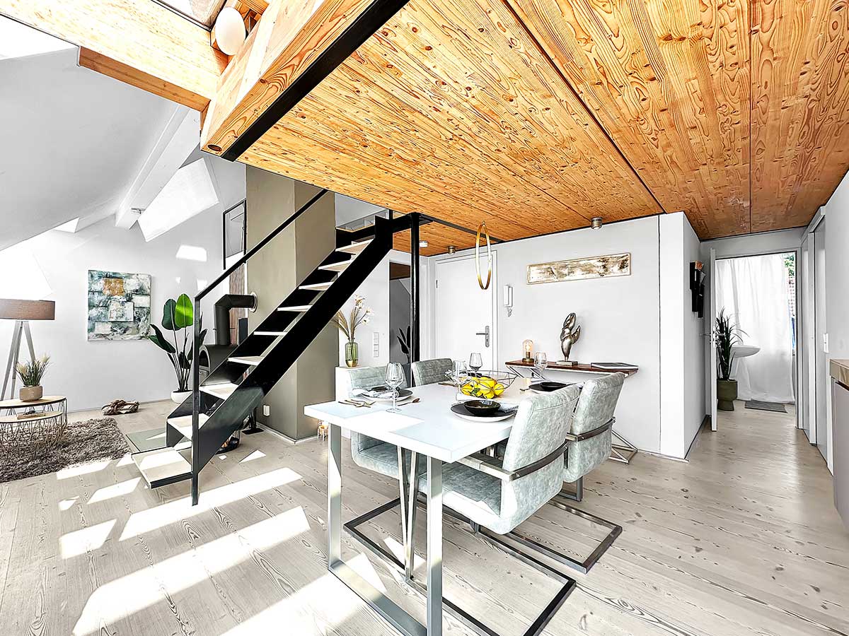 Offene Küche in einem Hamburger Penthouse